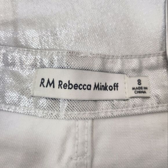 Rebecca Minkoff Silver Metallic High-Waisted Jeans NWOT - Picture 8 of 9